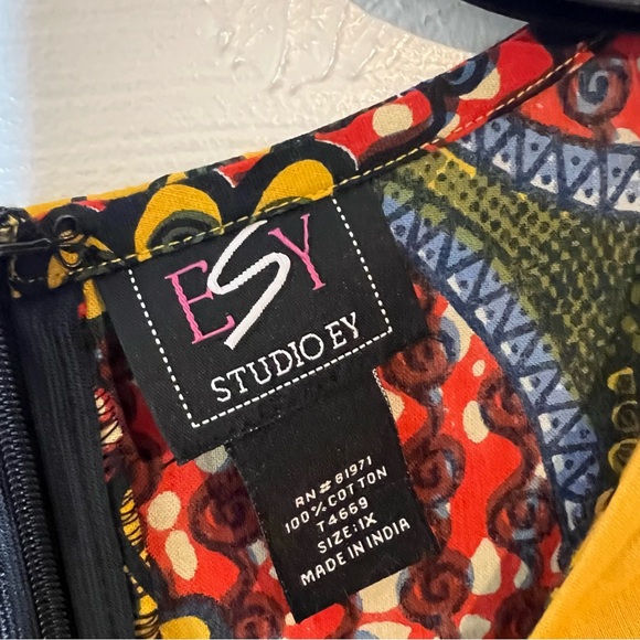 ESY Studio EY Top Puff Sleeve Unique Boho Blouse 1X - Picture 3 of 6